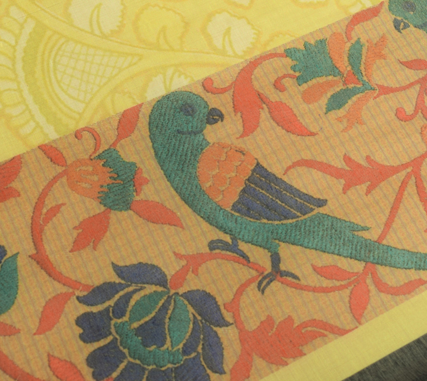 Sushila Vintage Kalamkari Printed Dupatta Art Cotton Silk Floral Bids Long Stole