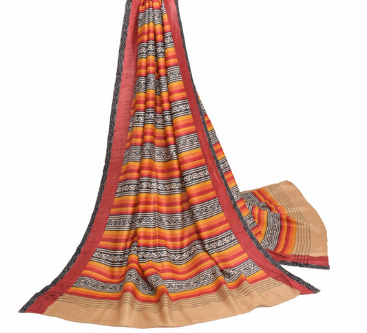 Sushila Vintage Multi-Color Dupatta Soft Pure Woolen Hand Block Print Long Stole