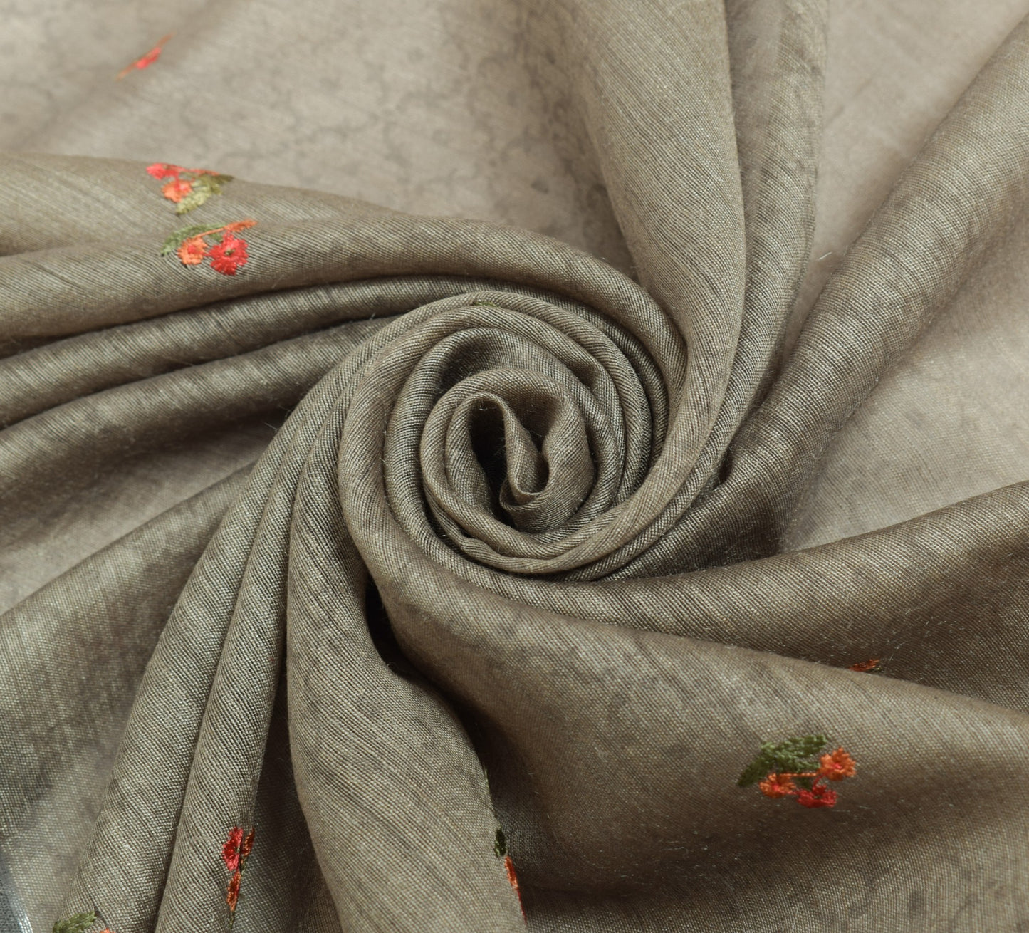 Sushila Vintage Gray Dupatta Pure Cotton Silk Printed & Embroidered Long Stole