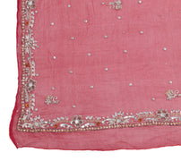 Sushila Vintage Dark Red Dupatta Pure Chiffon Silk Sequins Embellish Long Stole