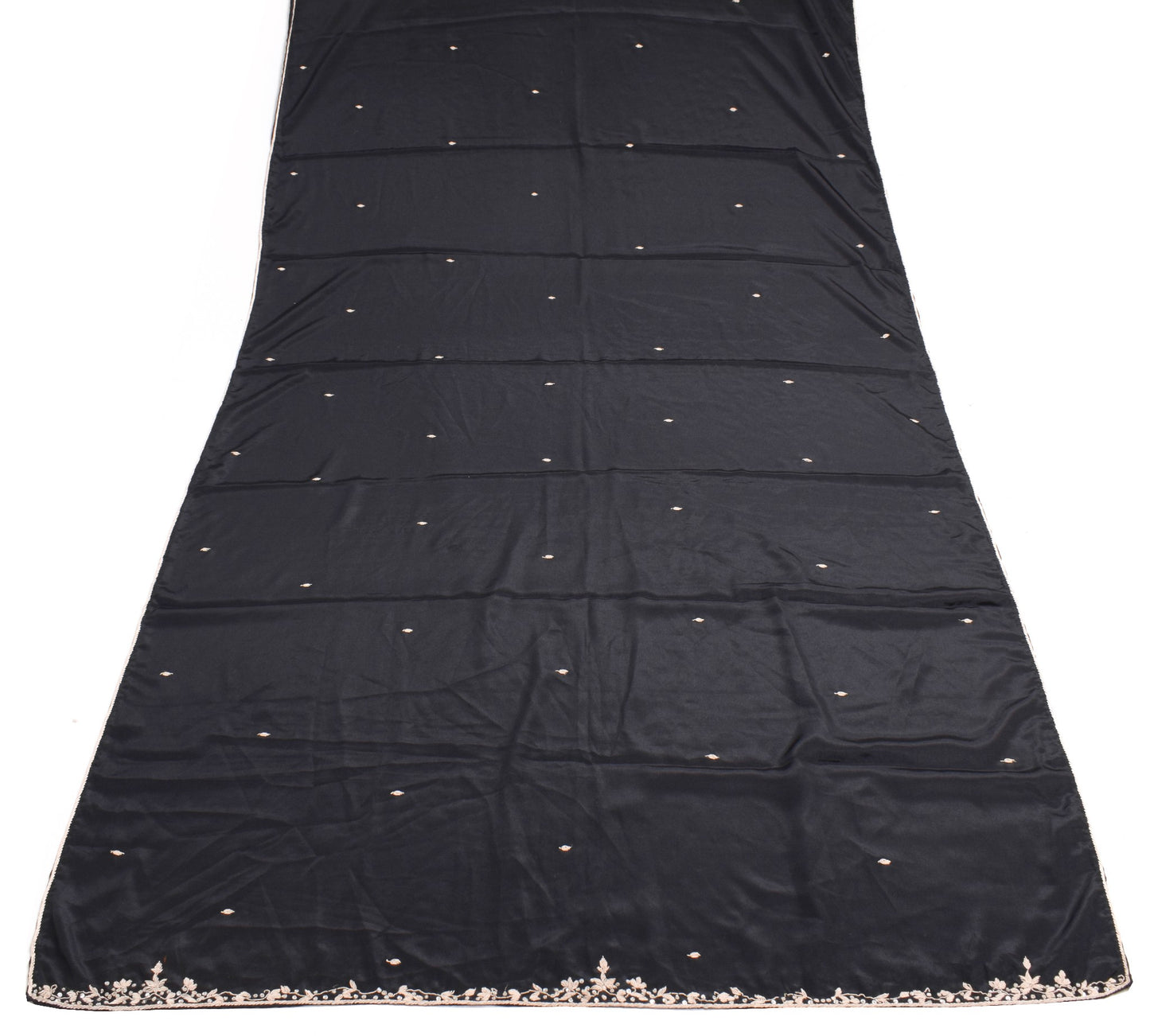 Sushila Vintage Black Zardozi Work Dupatta Art Crepe Soft Classy LongStole Hijab