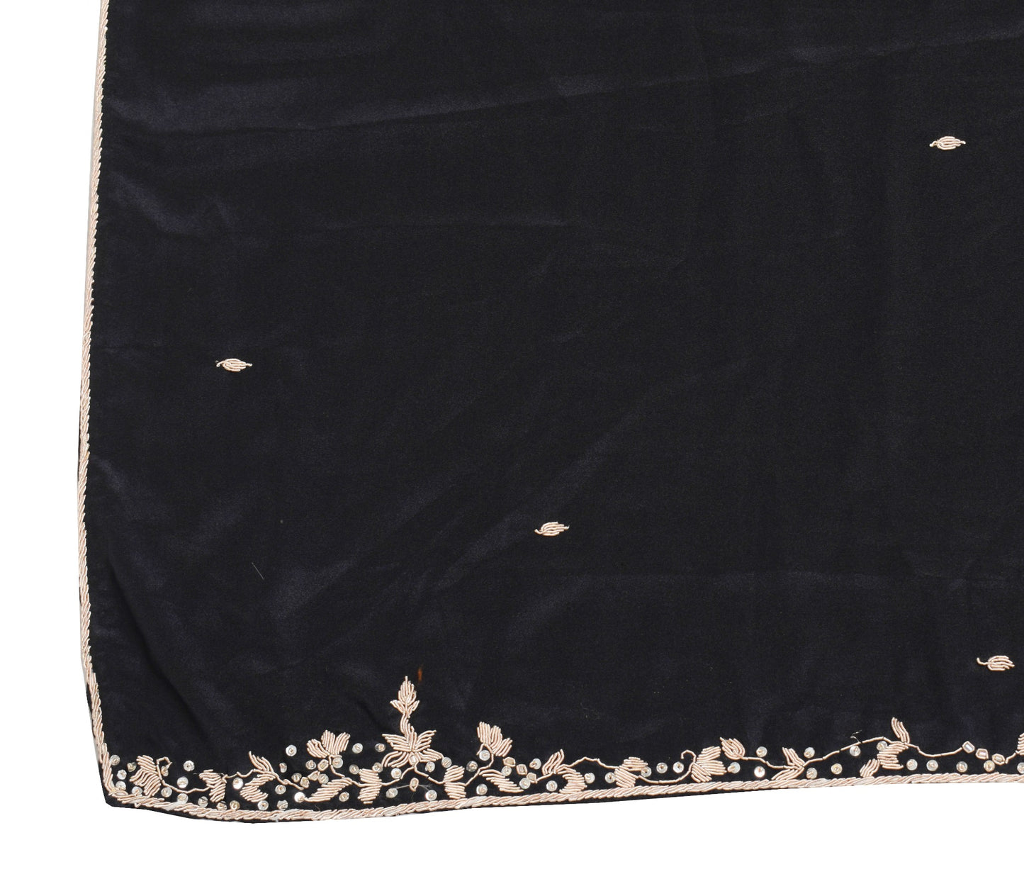 Sushila Vintage Black Zardozi Work Dupatta Art Crepe Soft Classy LongStole Hijab