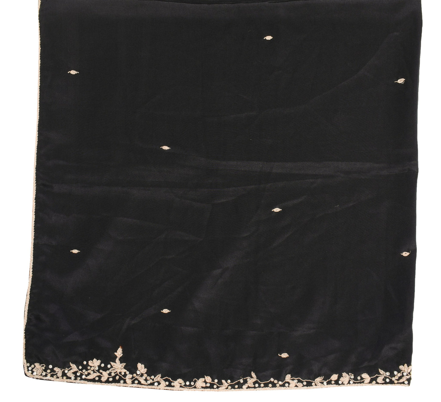 Sushila Vintage Black Zardozi Work Dupatta Art Crepe Soft Classy LongStole Hijab