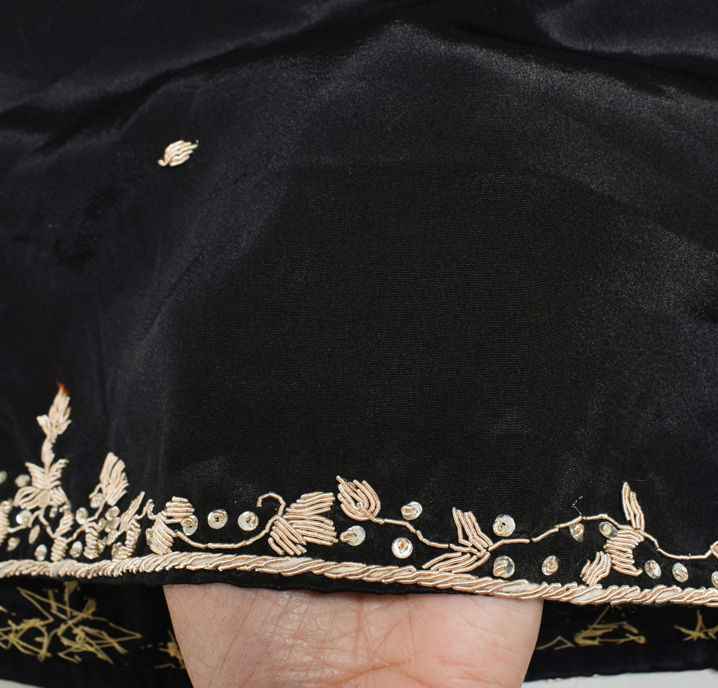 Sushila Vintage Black Zardozi Work Dupatta Art Crepe Soft Classy LongStole Hijab