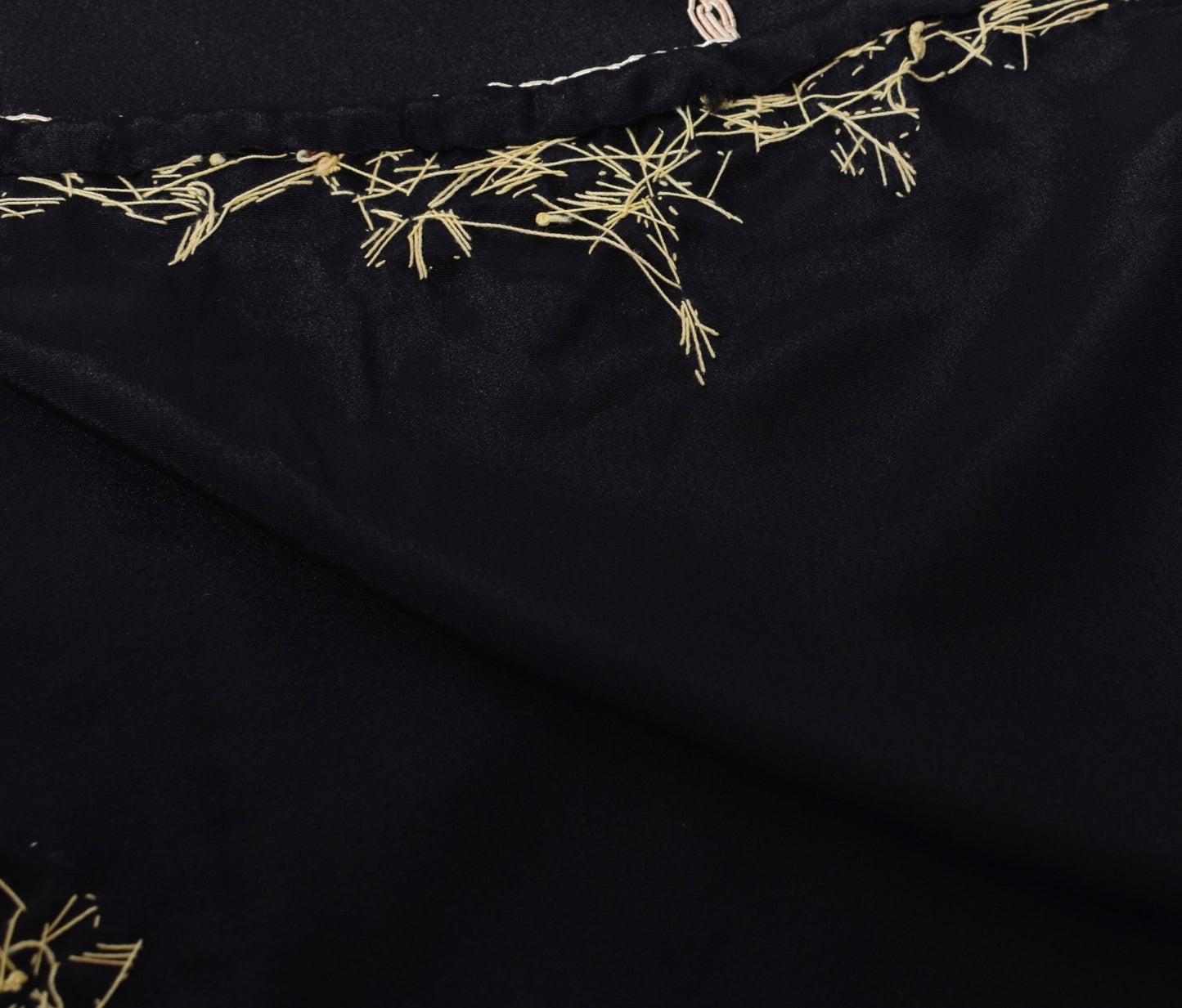 Sushila Vintage Black Zardozi Work Dupatta Art Crepe Soft Classy LongStole Hijab