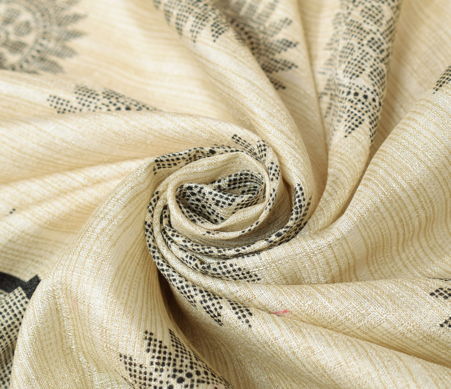 Sushila Vintage Cream Woven Dupatta Art Silk Mandala Indian Long Stole Scarves