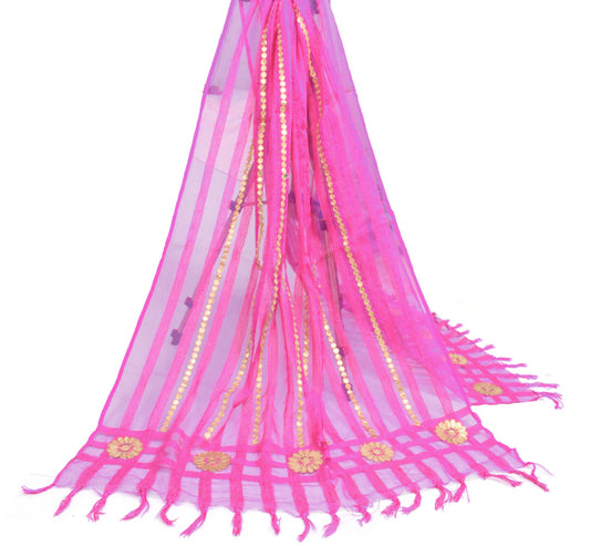 Sushila Vintage Dark Pink Dupatta Art Silk Woven & Gotta Patti Ethnic Long Stole