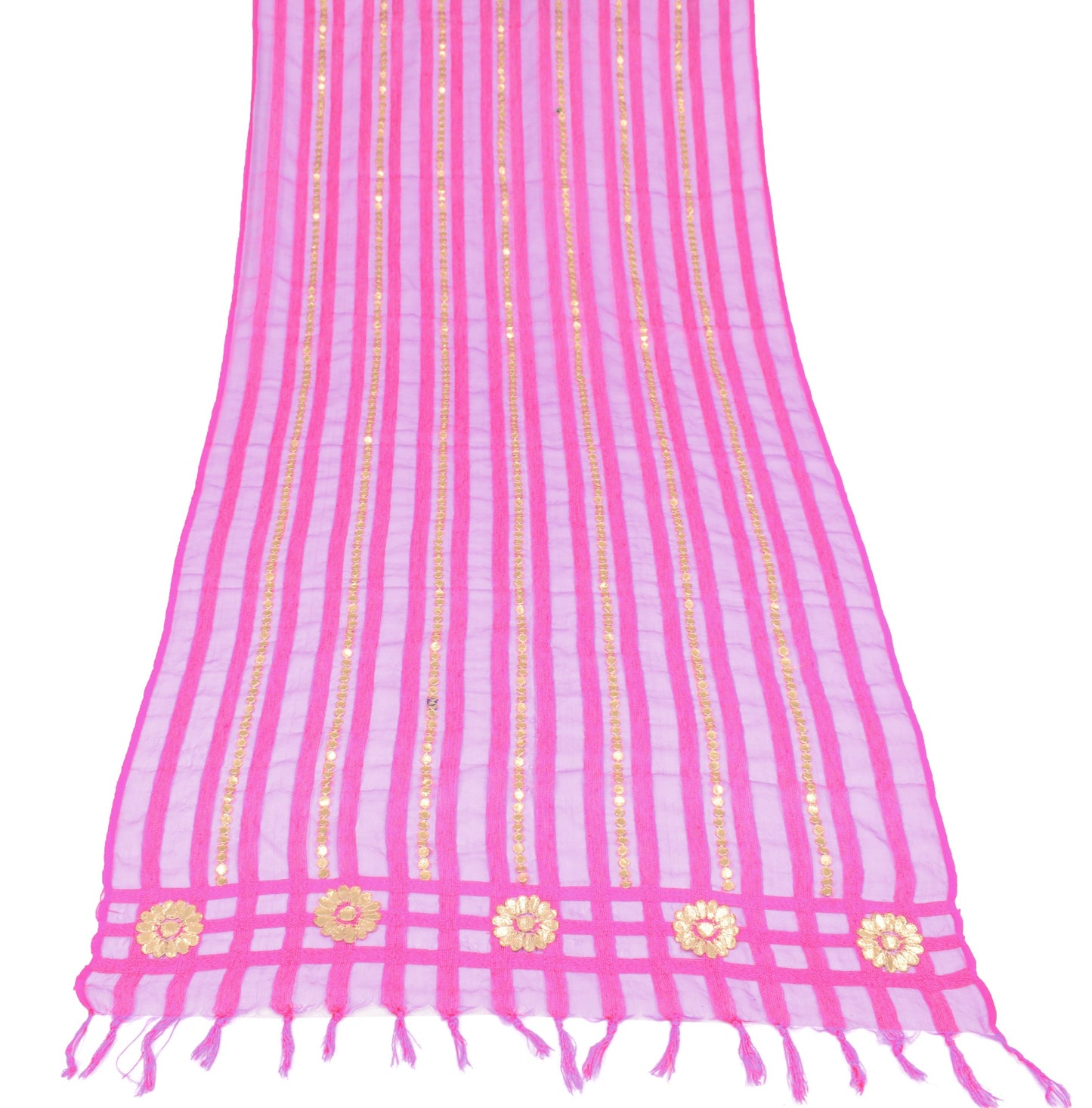 Sushila Vintage Dark Pink Dupatta Art Silk Woven & Gotta Patti Ethnic Long Stole