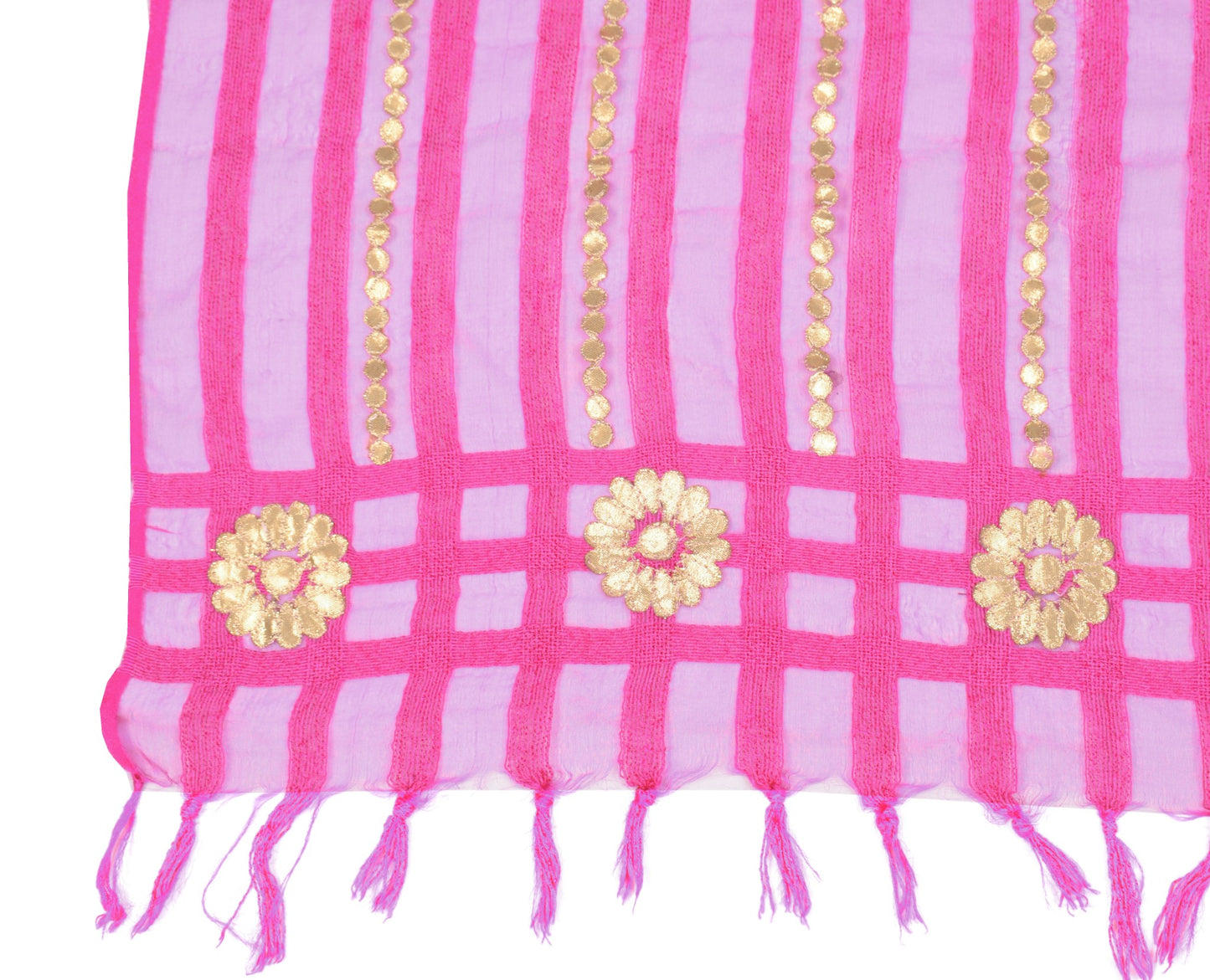 Sushila Vintage Dark Pink Dupatta Art Silk Woven & Gotta Patti Ethnic Long Stole
