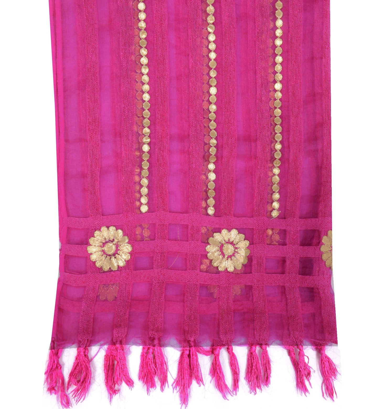Sushila Vintage Dark Pink Dupatta Art Silk Woven & Gotta Patti Ethnic Long Stole