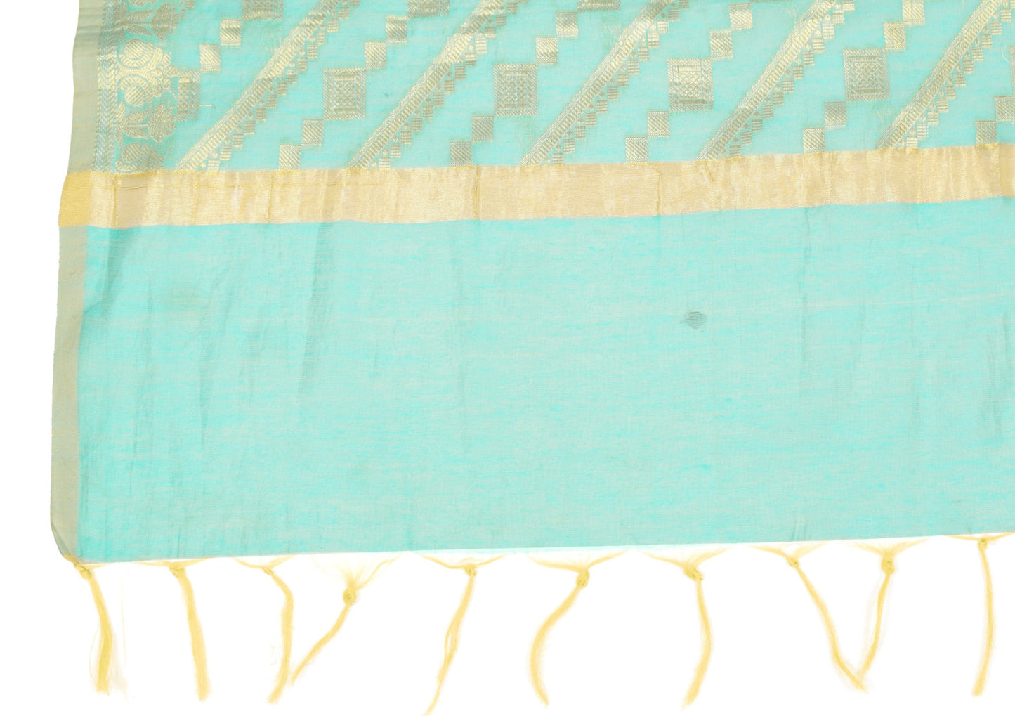 Sushila Vintage Aqua Blue Dupatta Art Cotton Silk Zari Woven Banarasi Long Stole