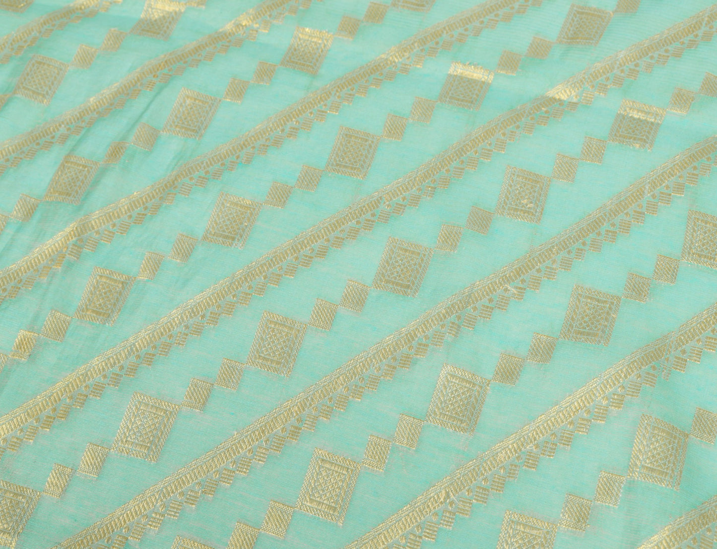 Sushila Vintage Aqua Blue Dupatta Art Cotton Silk Zari Woven Banarasi Long Stole