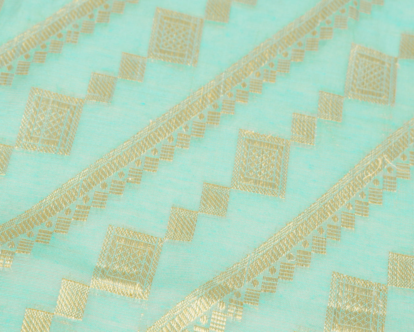 Sushila Vintage Aqua Blue Dupatta Art Cotton Silk Zari Woven Banarasi Long Stole