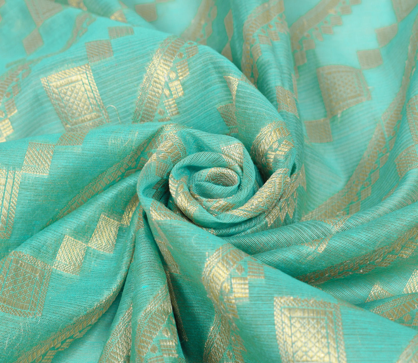 Sushila Vintage Aqua Blue Dupatta Art Cotton Silk Zari Woven Banarasi Long Stole