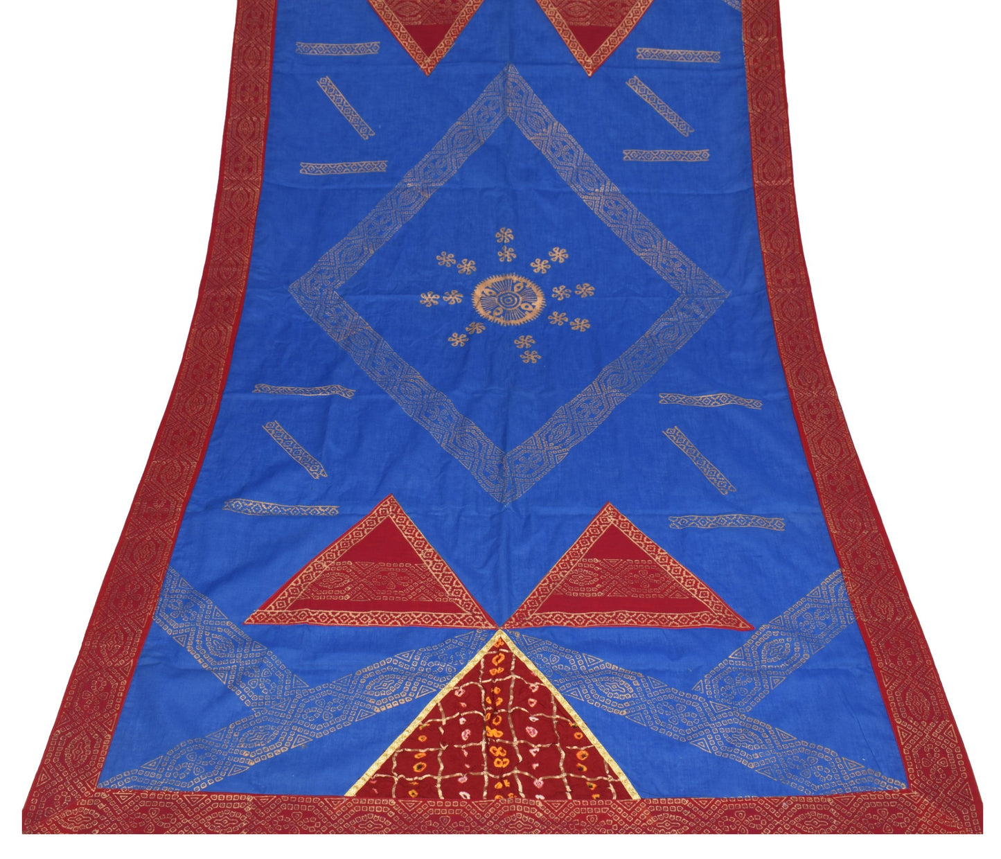 Sushila Vintage Blue Dupatta Pure Cotton Bandhani Printed Handmade Long Stole