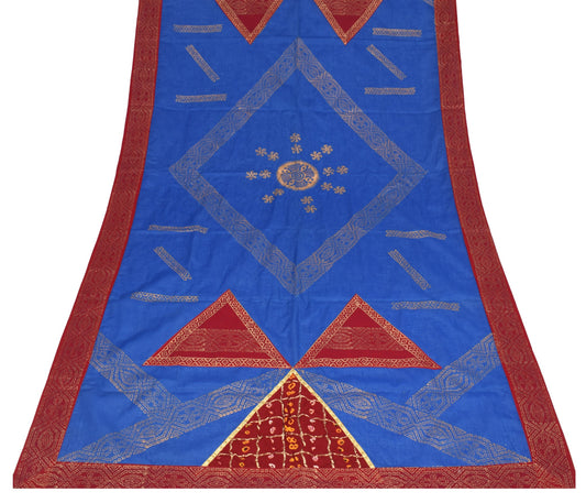 Sushila Vintage Blue Dupatta Pure Cotton Bandhani Printed Handmade Long Stole