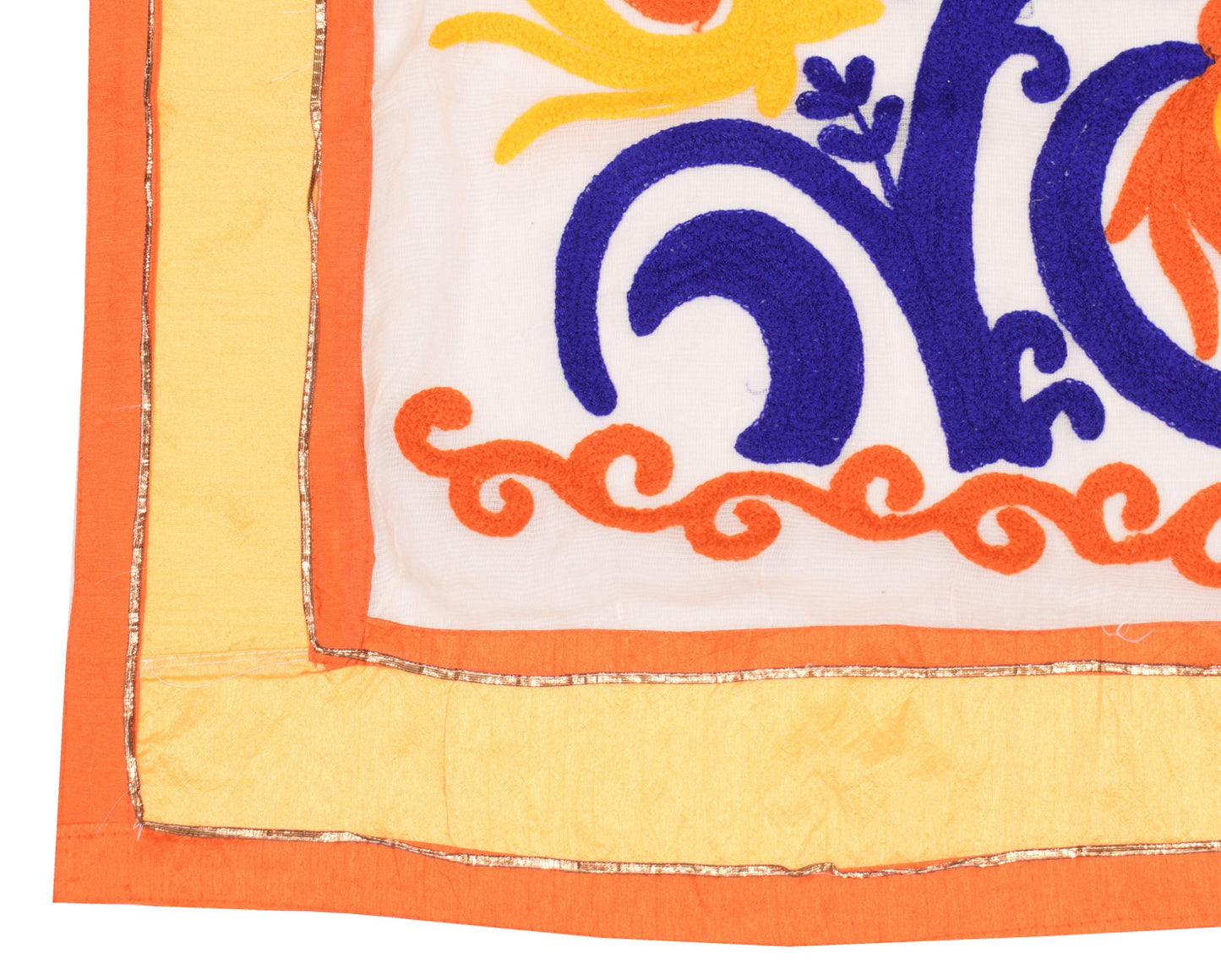 Sushila Vintage White Dupatta Pure Cotton Silk Floral Embroidered Long Stole