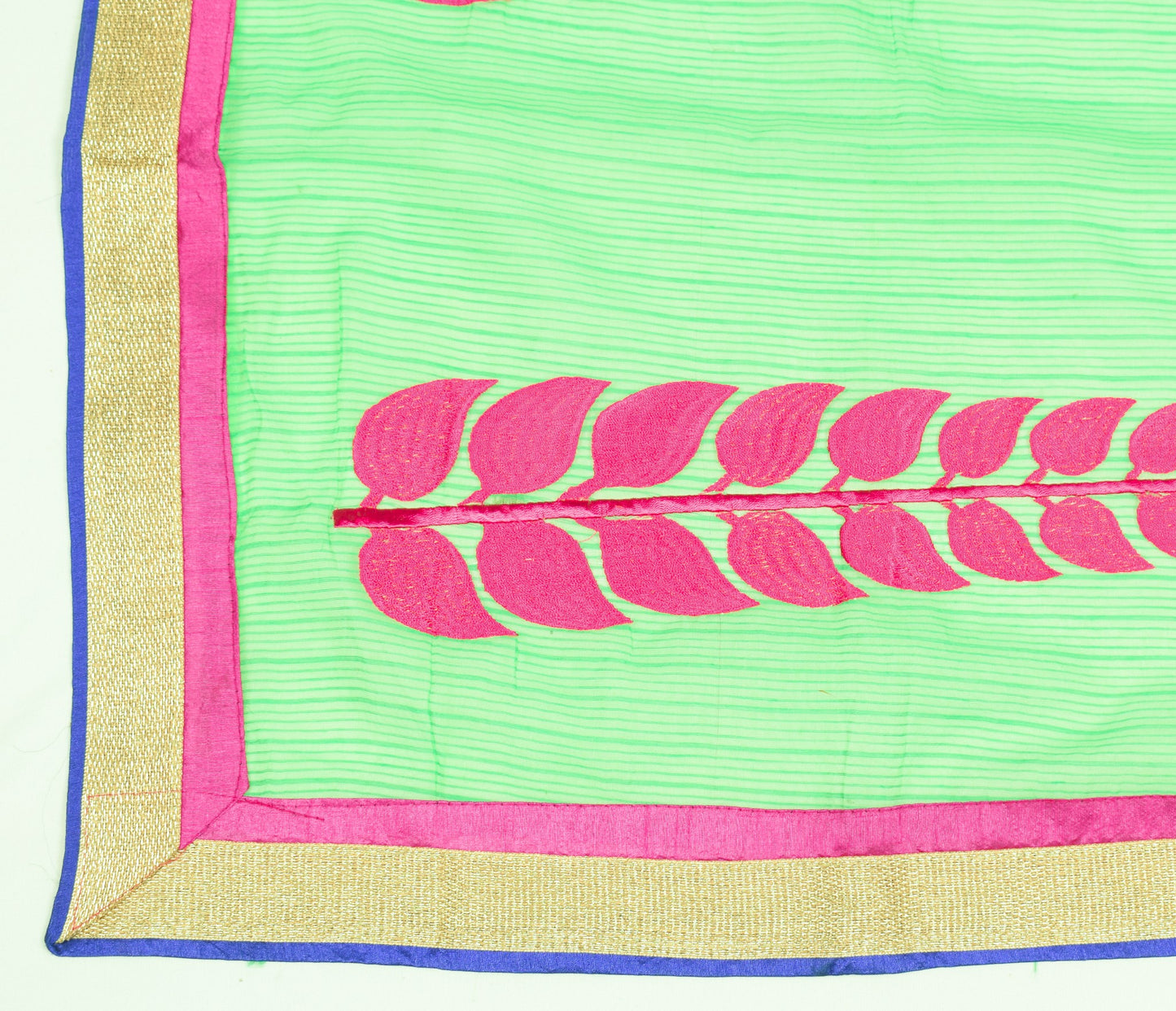 Sushila Vintage Green Dupatta Art Cotton Silk Embroidered Floral Long Stole Wrap