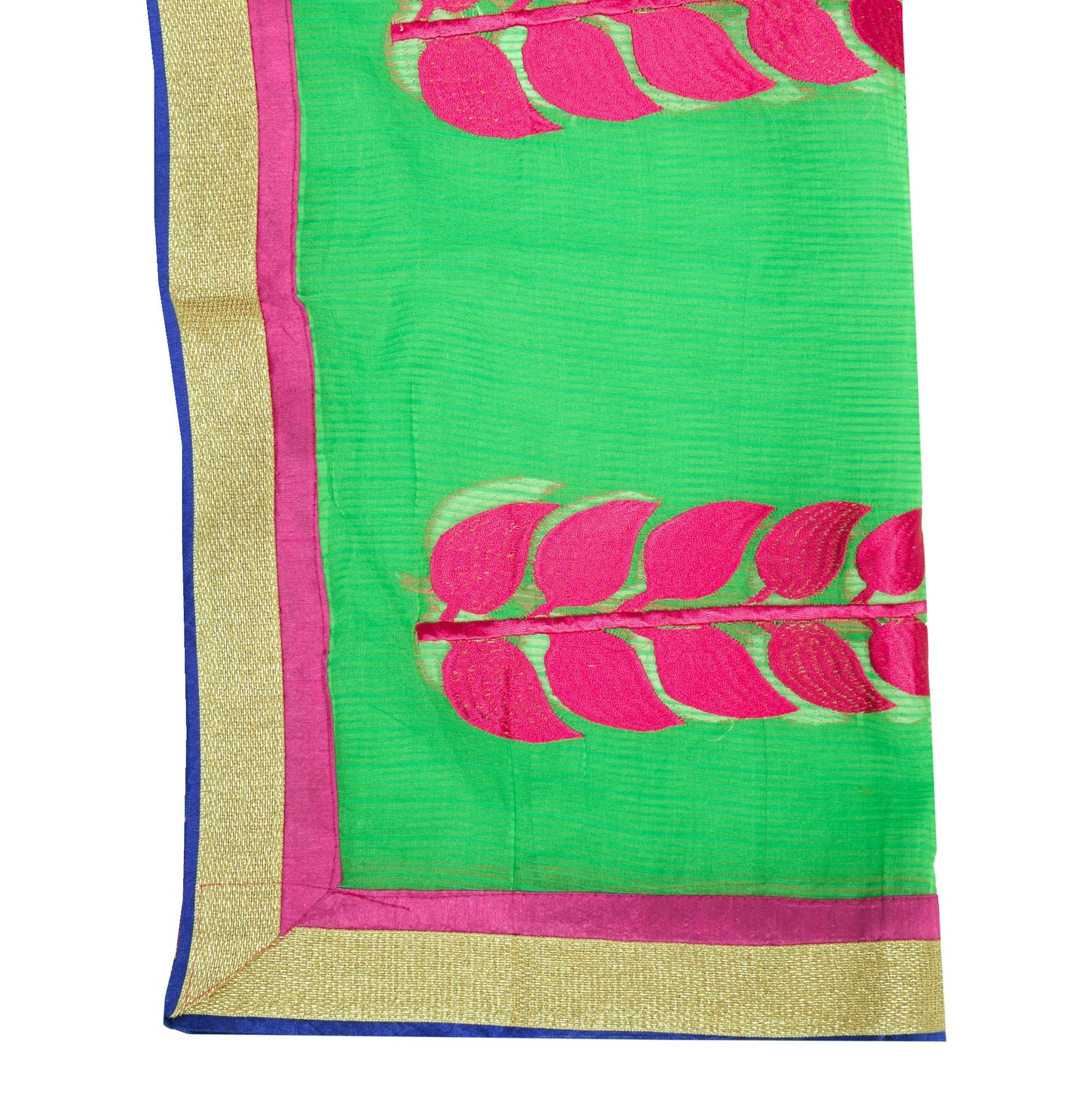 Sushila Vintage Green Dupatta Art Cotton Silk Embroidered Floral Long Stole Wrap