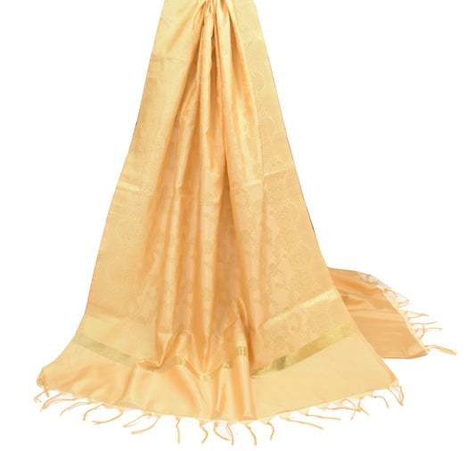 Sushila Vintage Beige Banarasi Dupatta Art Silk Zari Brocade Floral Long Stole