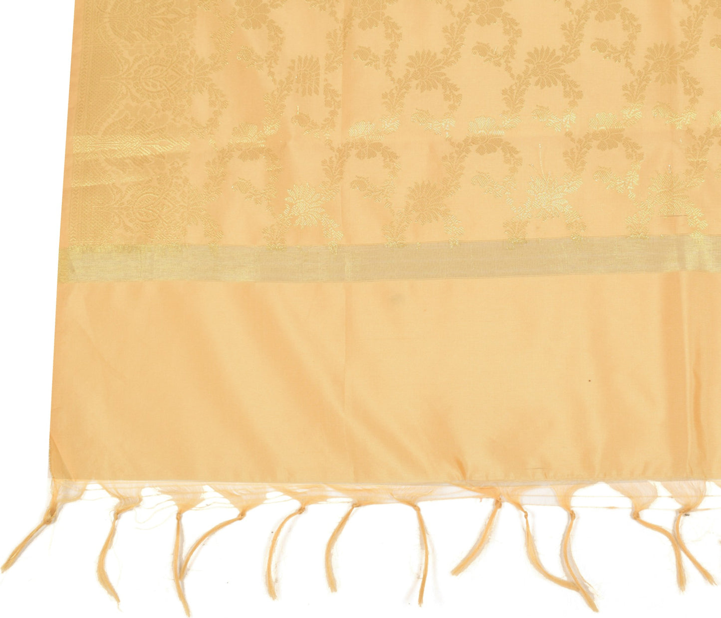 Sushila Vintage Beige Banarasi Dupatta Art Silk Zari Brocade Floral Long Stole