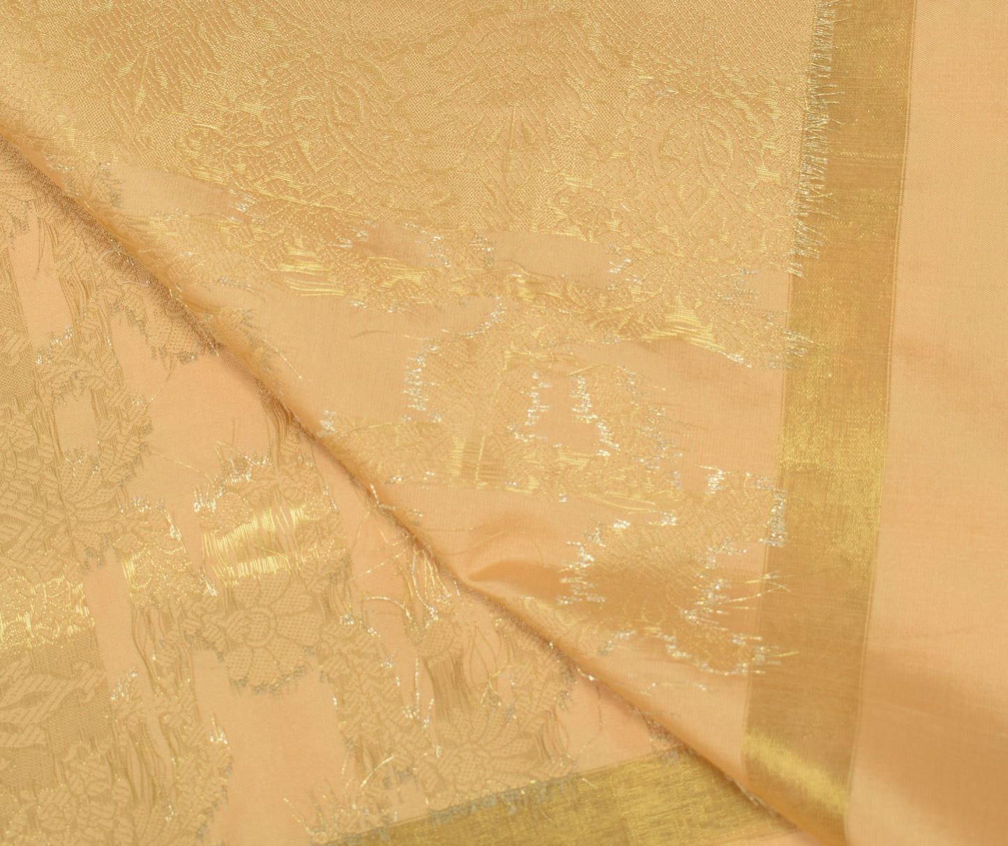 Sushila Vintage Beige Banarasi Dupatta Art Silk Zari Brocade Floral Long Stole