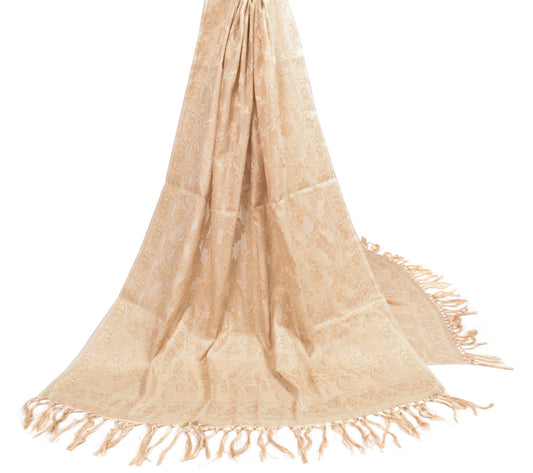 Sushila Vintage Resham Woven Dupatta Art Cotton Silk Cream Indian Long Stole