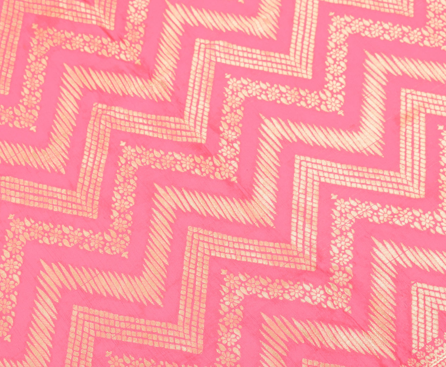 Sushila Vintage Banarasi Pink Dupatta Art Silk Resham Brocade Zig-Zag LongStole
