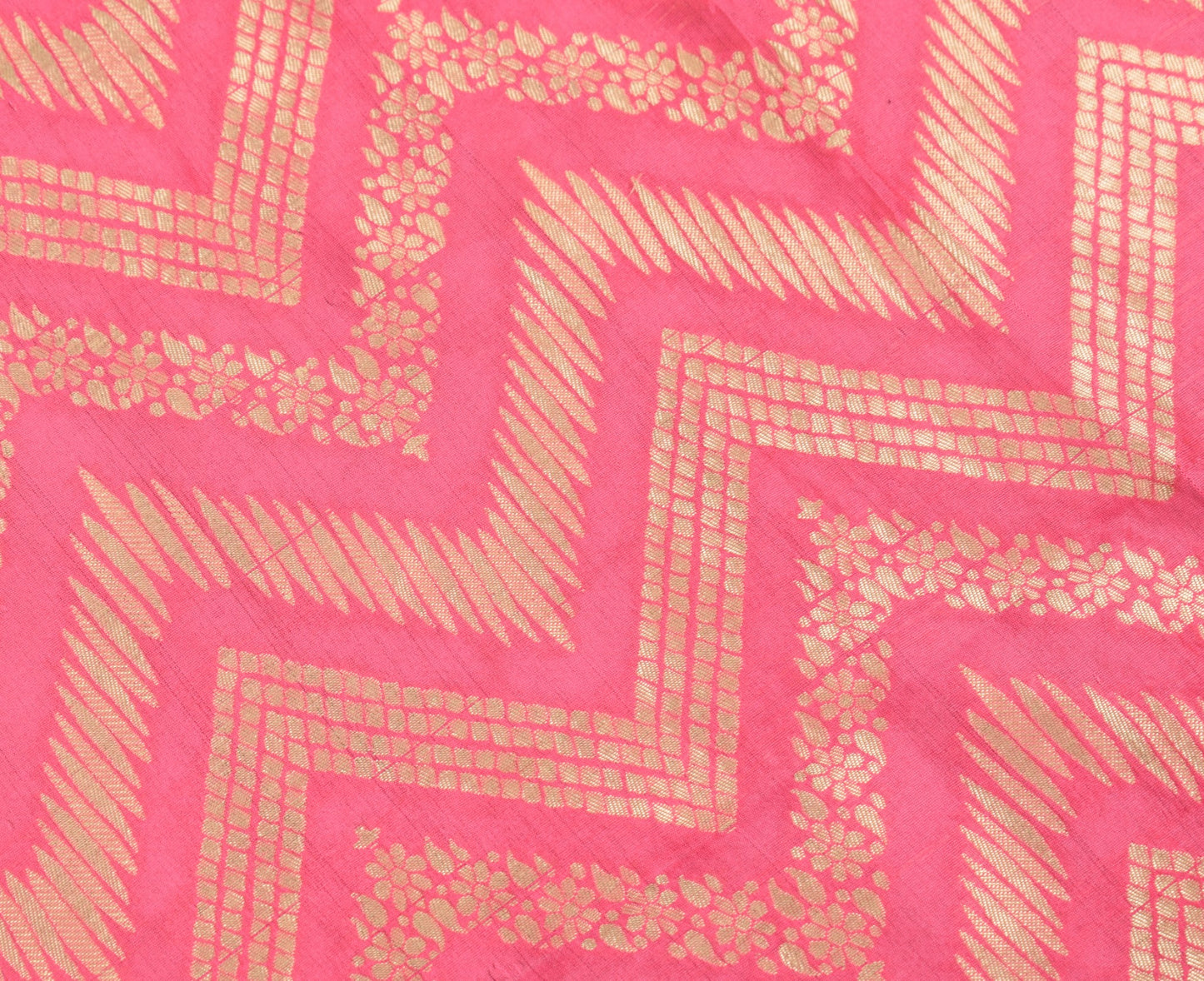 Sushila Vintage Banarasi Pink Dupatta Art Silk Resham Brocade Zig-Zag LongStole