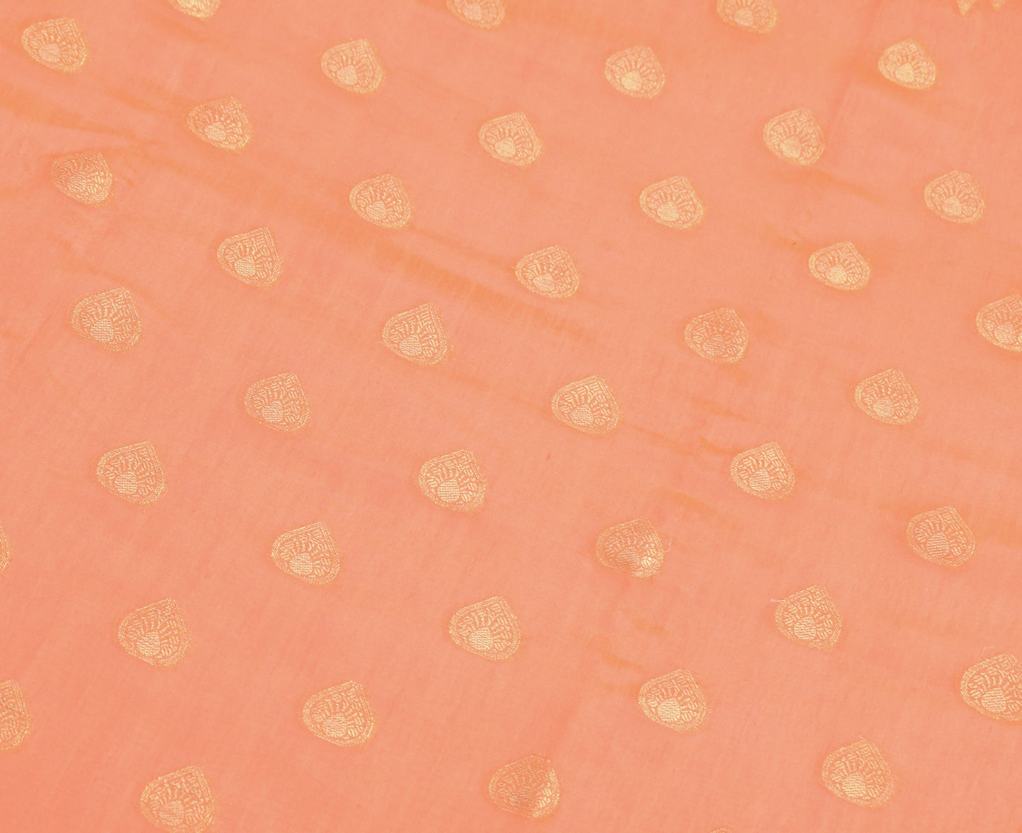 Sushila Vintage Peach Orange Dupatta Art Cotton Silk Woven Banarasi Long Stole