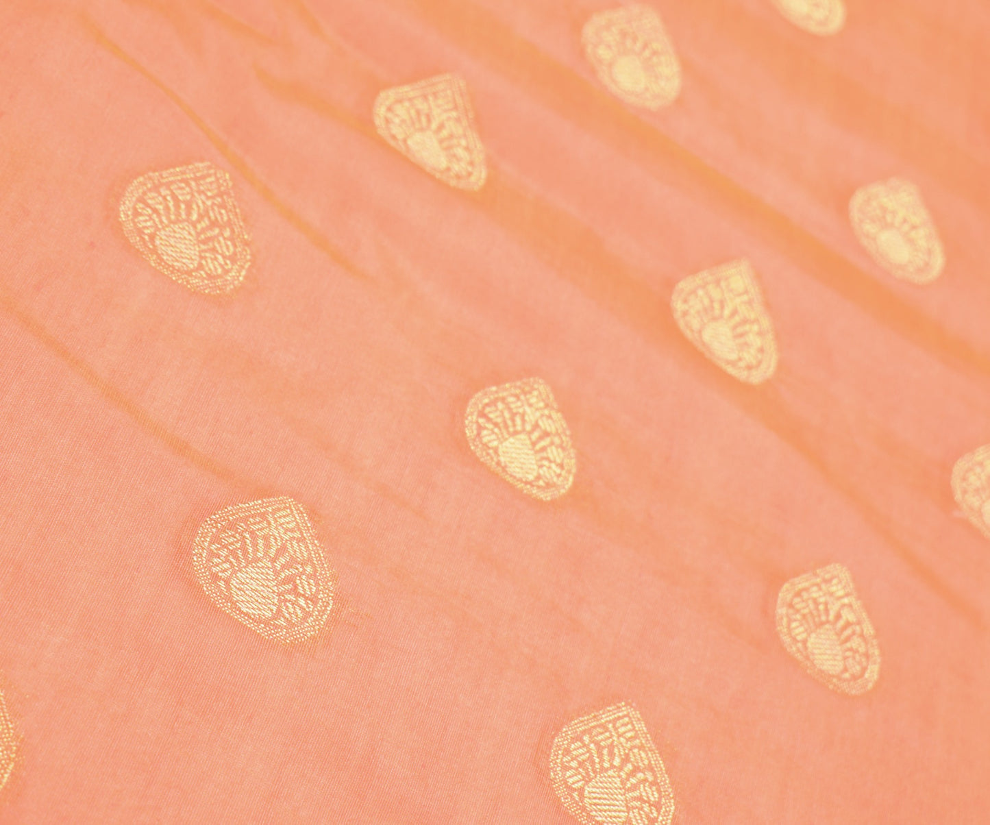 Sushila Vintage Peach Orange Dupatta Art Cotton Silk Woven Banarasi Long Stole