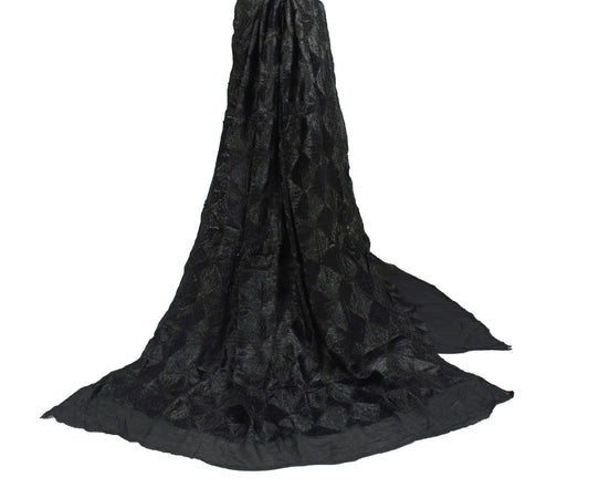 Sushila Vintage Phulkari Heavy Dupatta Pure chiffon Embroidered Black Long Stole