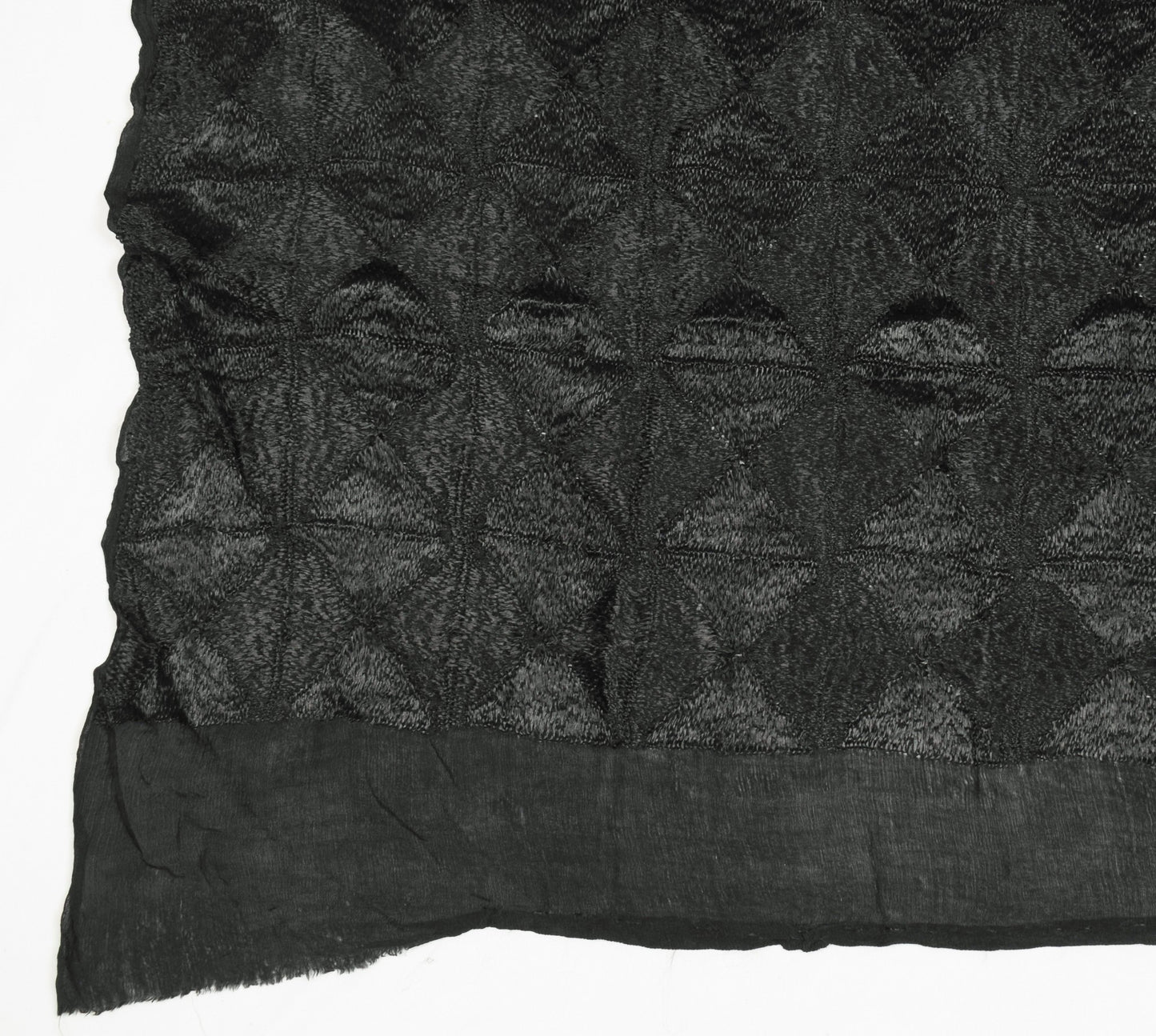 Sushila Vintage Phulkari Heavy Dupatta Pure chiffon Embroidered Black Long Stole