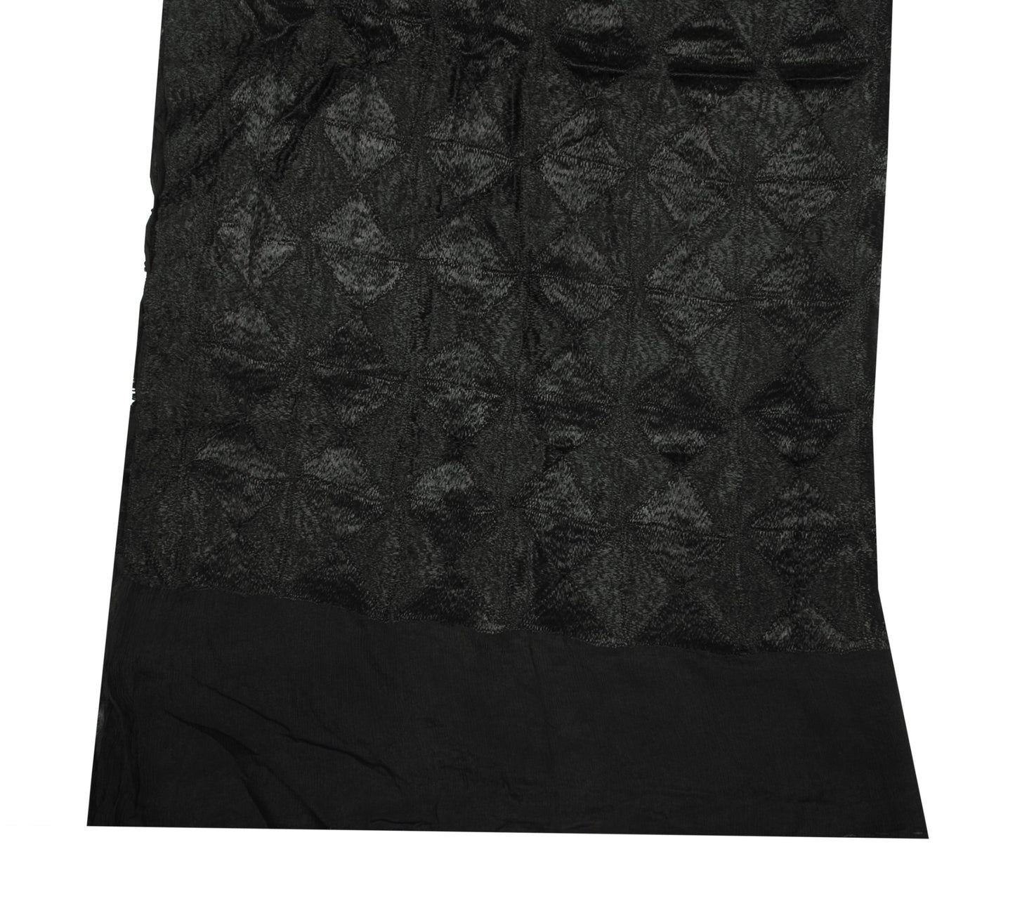 Sushila Vintage Phulkari Heavy Dupatta Pure chiffon Embroidered Black Long Stole