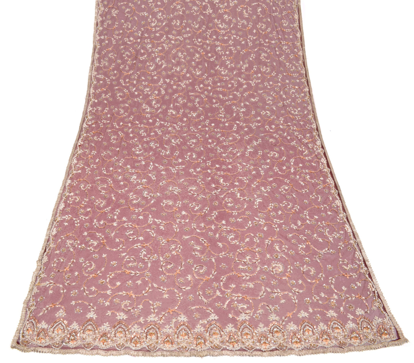 Sushila Vintage Maroon Heavy Net Dupatta Zardozi Sequins Embellish Long Stole