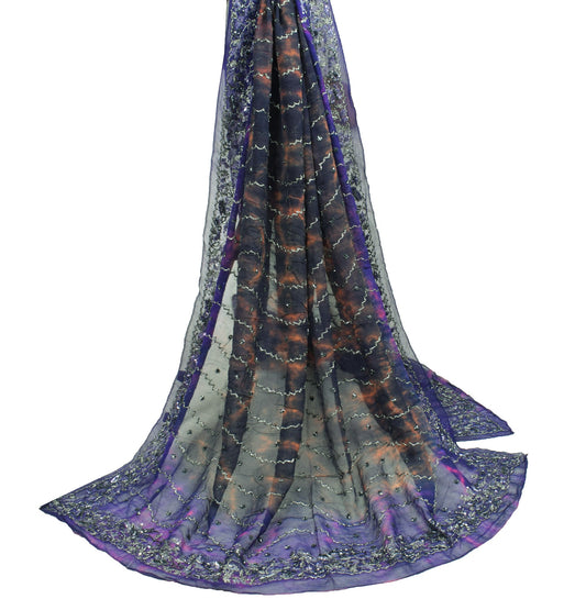 Sushila Vintage Tie-Dye Dupatta Glass Beads Sequins Embellish Georgette Stole