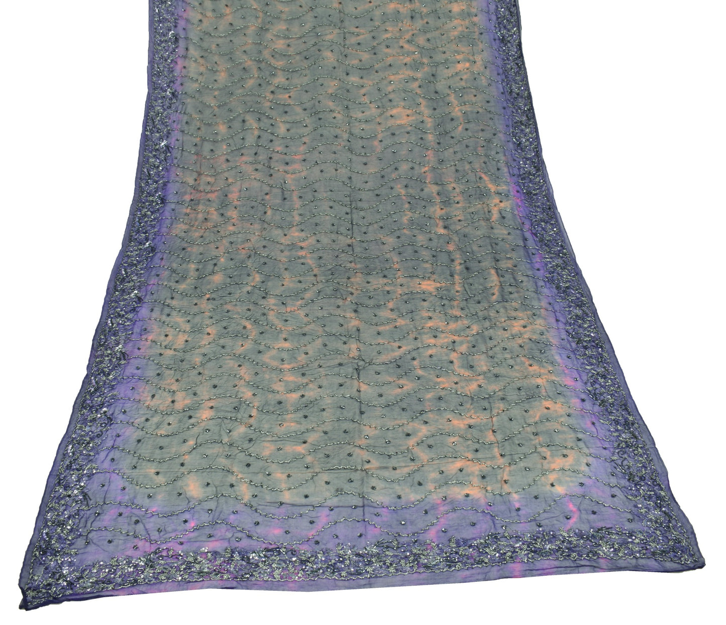 Sushila Vintage Tie-Dye Dupatta Glass Beads Sequins Embellish Georgette Stole