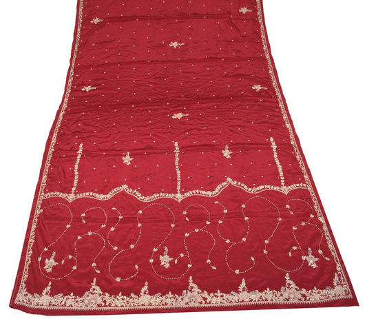 Sushila Vintage Red Wedding Heavy Dupatta Art Crepe Silk Zardozi Work Long Stole