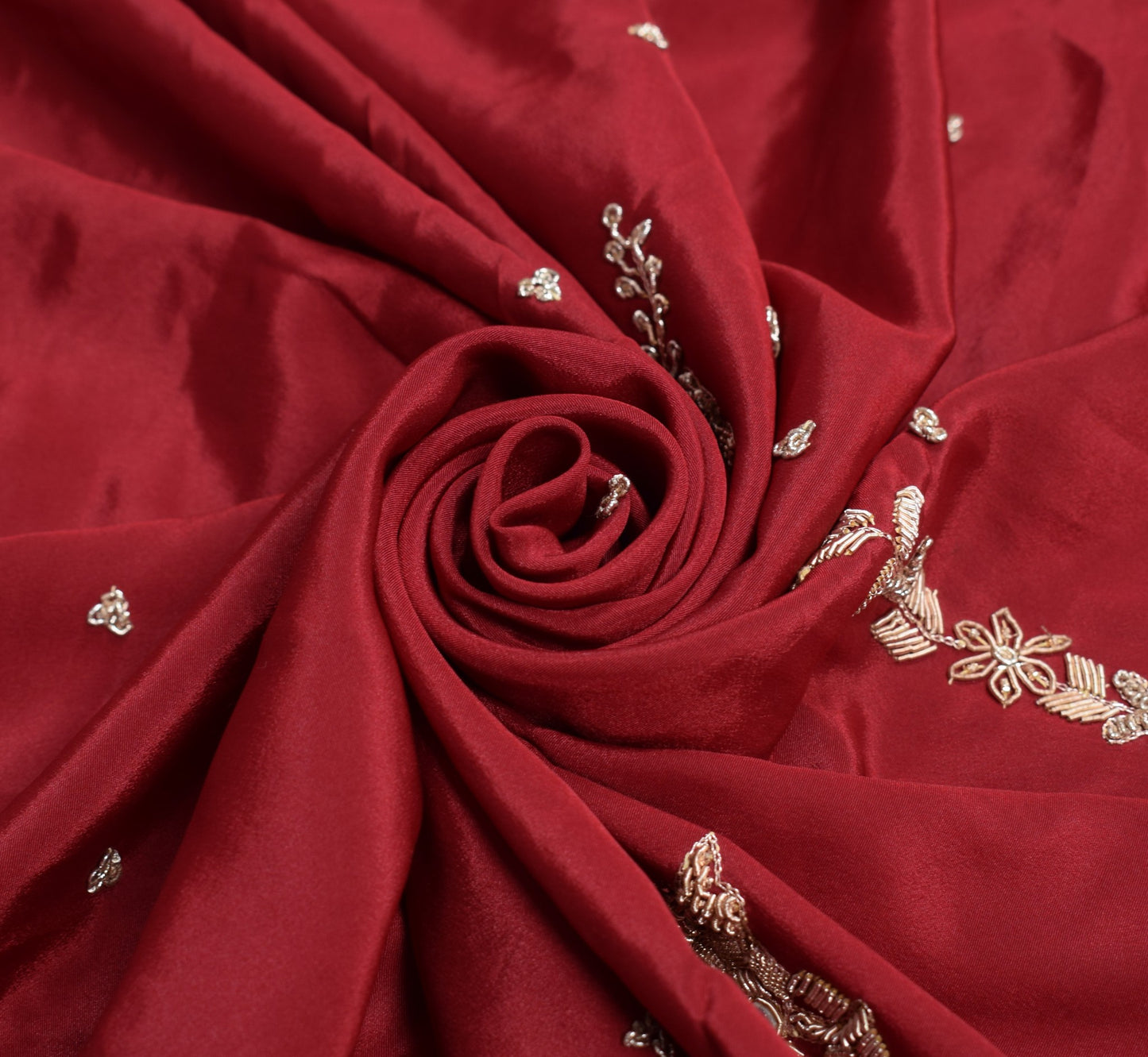 Sushila Vintage Red Wedding Heavy Dupatta Art Crepe Silk Zardozi Work Long Stole