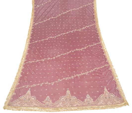 Sushila Vintage Maroon Net Heavy Dupatta Zardozi Work Wedding Nikah Long Stole