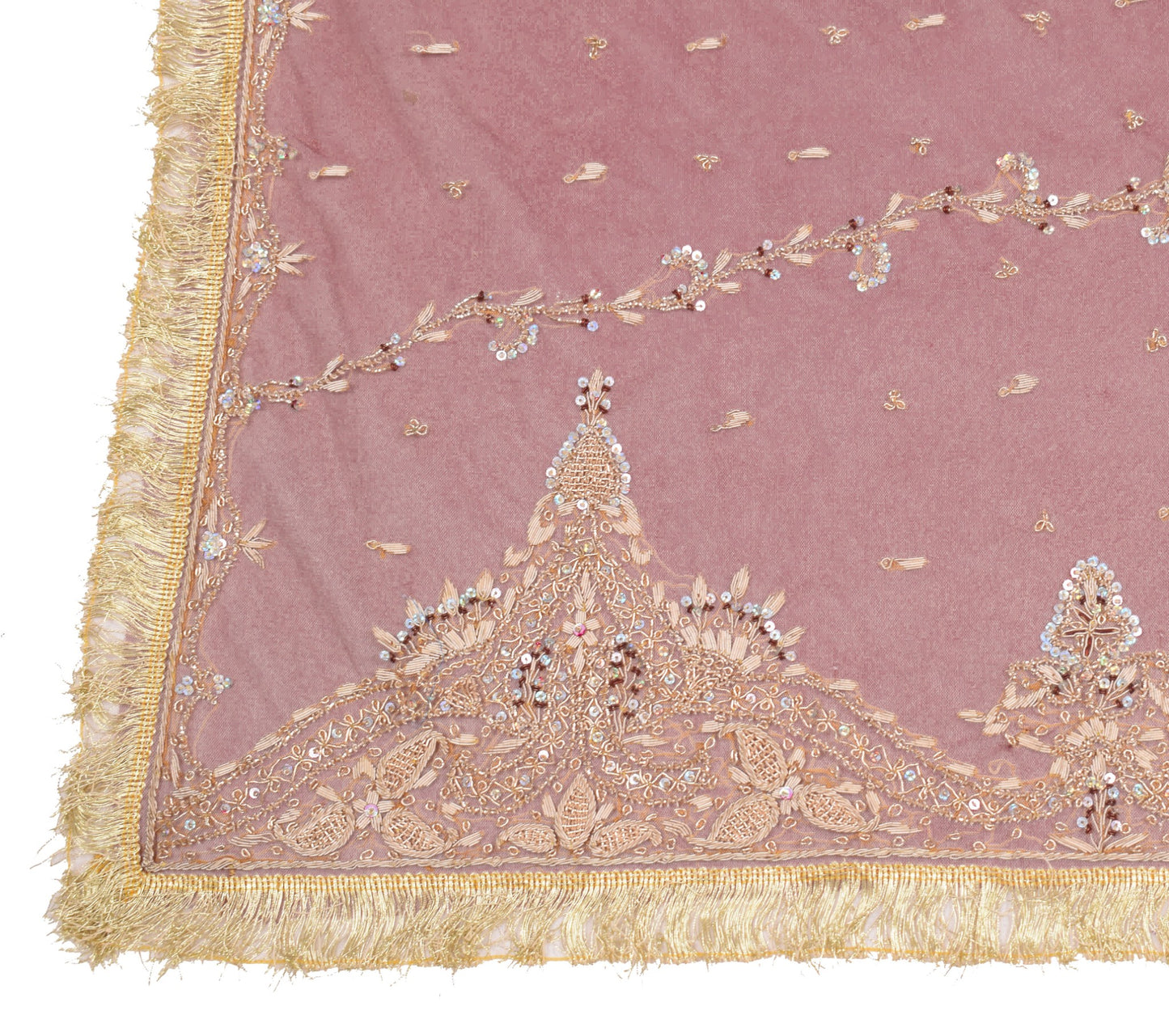 Sushila Vintage Maroon Net Heavy Dupatta Zardozi Work Wedding Nikah Long Stole