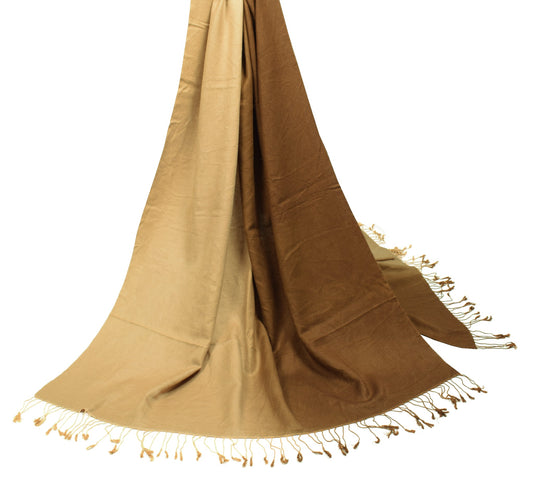 Sushila Vintage Woven Brown Dupatta 100% Pure Wool Soft & Warm Long Shawl/Stole