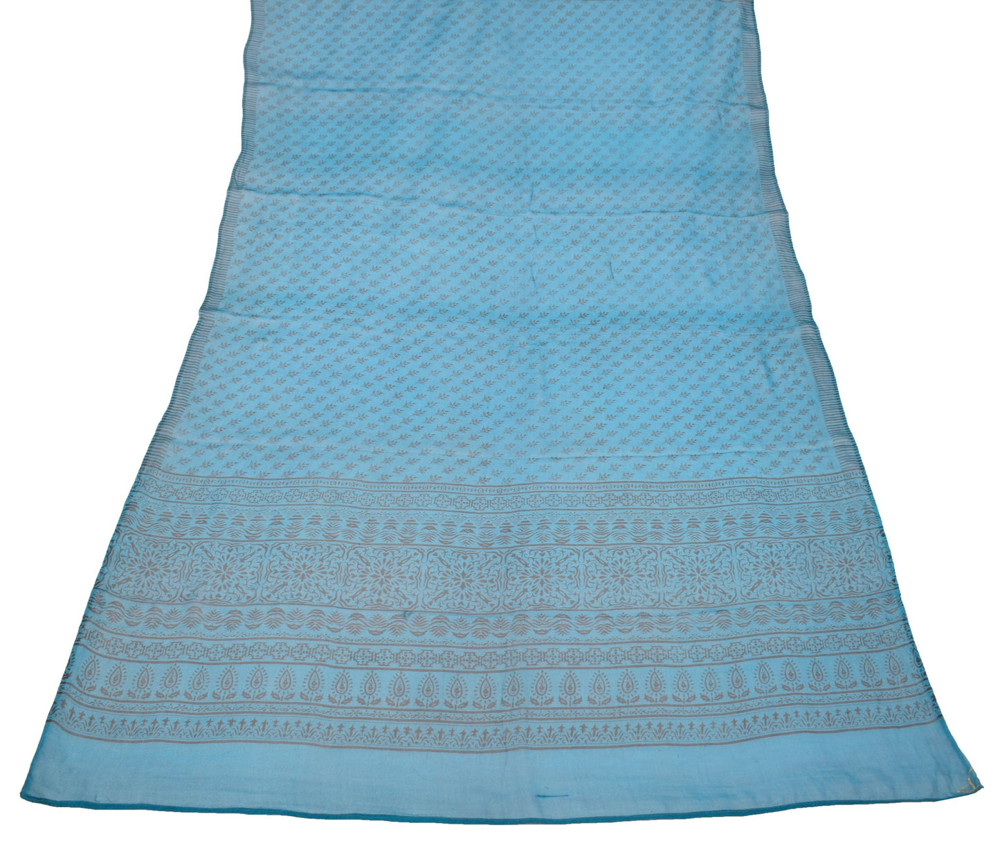 Sushila Vintage Teal Blue Dupatta 100% Pure Georgette Floral Printed Long Stole