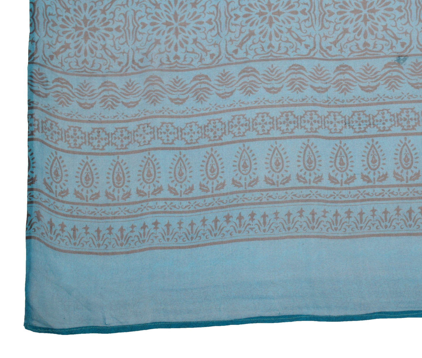 Sushila Vintage Teal Blue Dupatta 100% Pure Georgette Floral Printed Long Stole