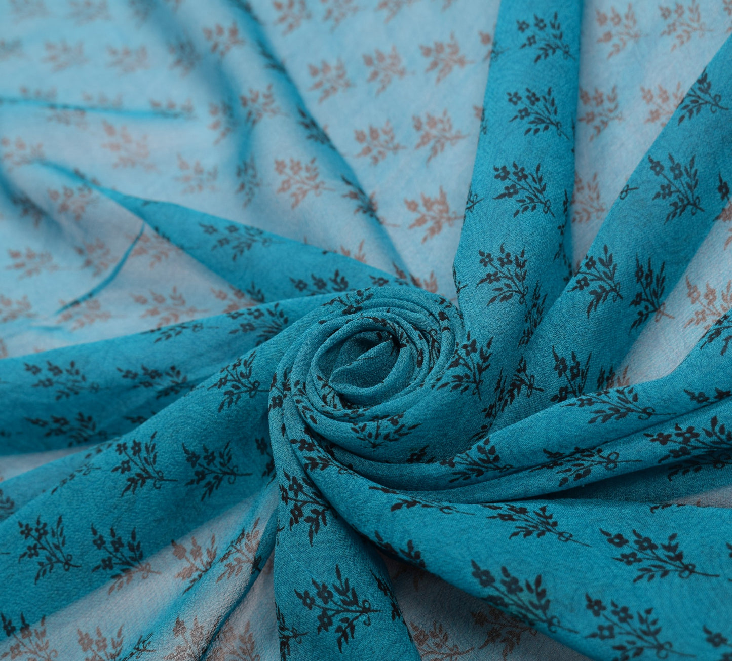 Sushila Vintage Teal Blue Dupatta 100% Pure Georgette Floral Printed Long Stole