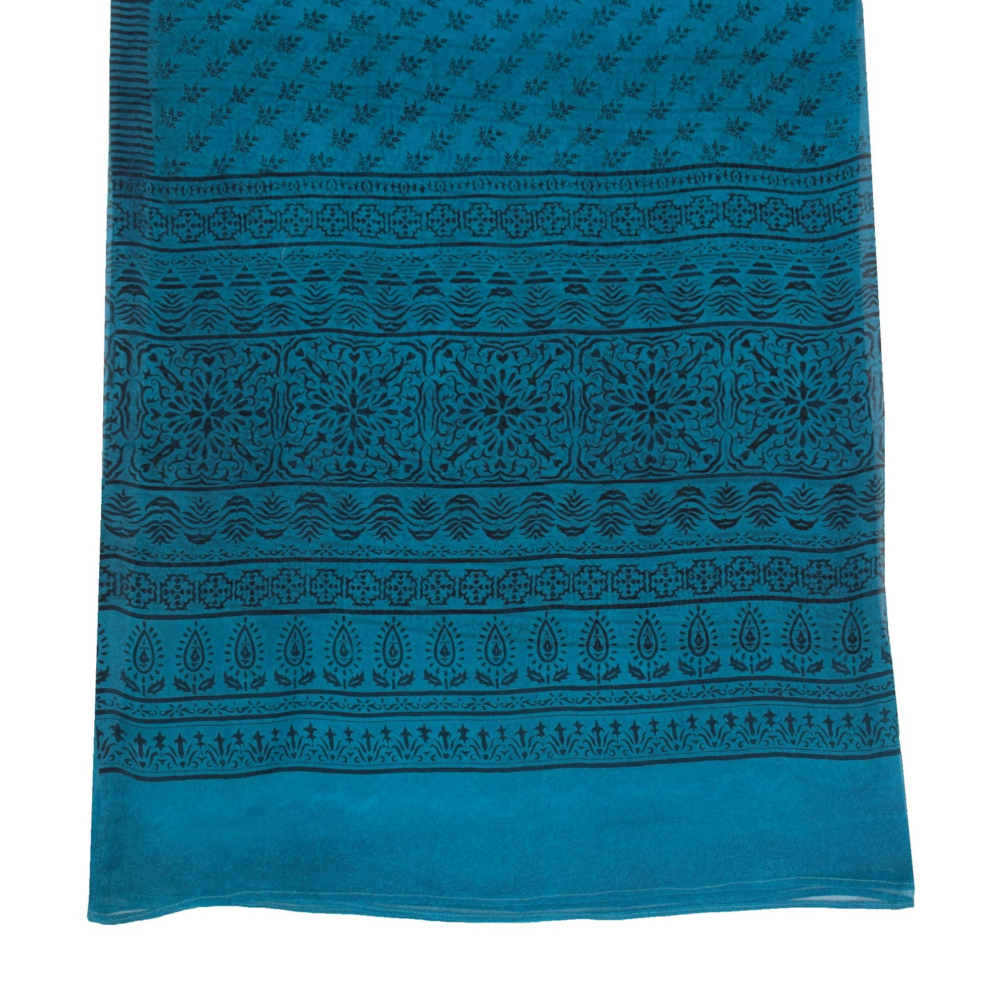 Sushila Vintage Teal Blue Dupatta 100% Pure Georgette Floral Printed Long Stole