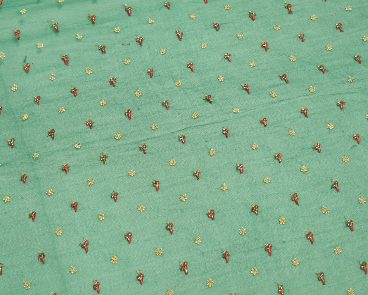 Sushila Vintage Green Dupatta Pure Georgette Glass Beads Embellish Long Stole