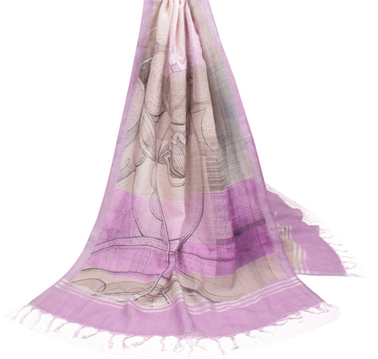 Sushila Vintage Pure Linen Dupatta Floral Printed & Woven Multi-Color Long Stole