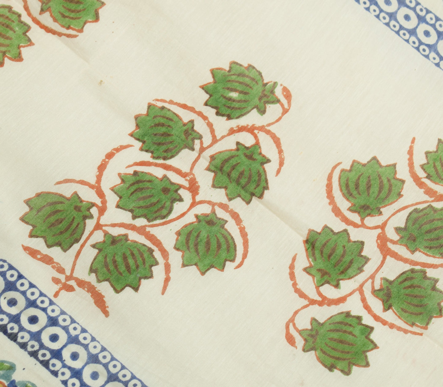 Sushila Vintage White Dupatta Pure Cotton Silk Hand Block Printed Long Stole