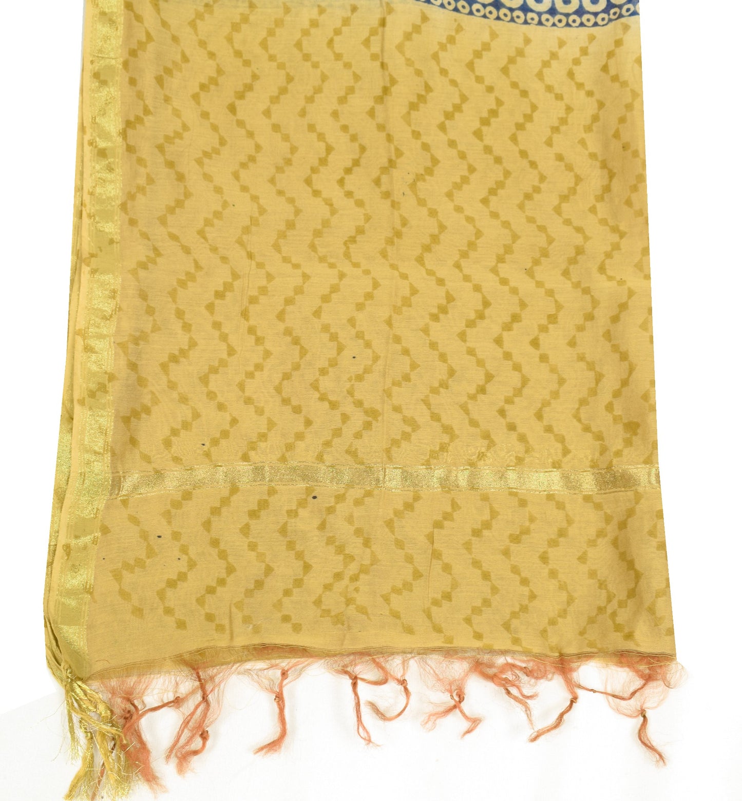 Sushila Vintage White Dupatta Pure Cotton Silk Hand Block Printed Long Stole
